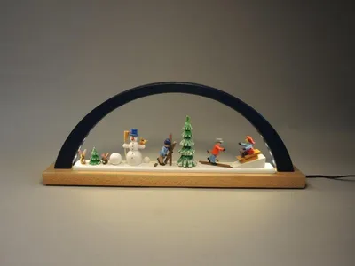Zdjęcie produktu dla Łuk świecowy zimowy dla dzieci z bałwankiem z oświetleniem LED HxW= 16x40cm NOWOŚĆ