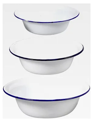 Produktbild von 3-teiliges Emaille Schüsselset Vintage Suppenschalen Retro Geschirr Multifunktionale Emailleschalen für Küche und Haushalt