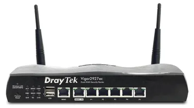 Obrázek produktu pro DrayTek Vigor2927ac, Wi-Fi 5 (802.11ac), Dvoupásmový (2,4 GHz / 5 GHz), Připojení na síť Ethernet, 4G, Černá, Stolní router