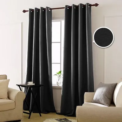 Immagine prodotto di Tende oscuranti Unyqoos® nere, 245x140 cm, set da 2, 100% poliestere – oscuranti, isolanti termicamente e acusticamente, ideali per camere da letto e soggiorni