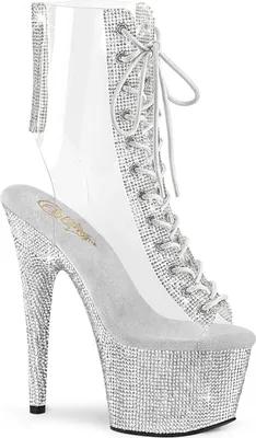 Produktbild von Pleaser BEJEWELED-1016C-2-7 Plateau Stiefeletten Transparent - Silber EU 39