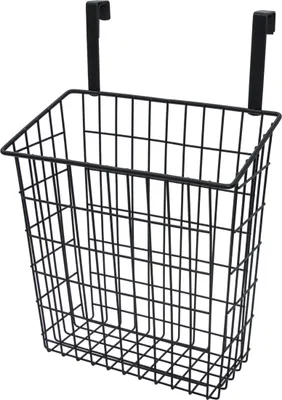Produktbild von Metall Hängekorb schwarz für Schranktüren - 39 x 25 cm - Schrank Organizer zum Einhängen - Drahtkorb Organizer