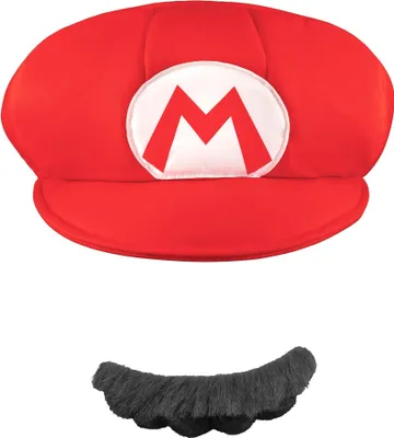 Obrázek produktu pro Mario set čepice a vousy Super Mario videohra bílo-červeno-černá
