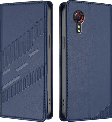 Produktbild von Hülle für Samsung Galaxy XCover 5, Kunstleder Brieftaschen Handyhülle mit Kartenfach und Standfunktion Blau