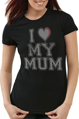Produktbild von style3 I love my Mum Damen T-Shirt, Farbe:Schwarz, Größe:2XL