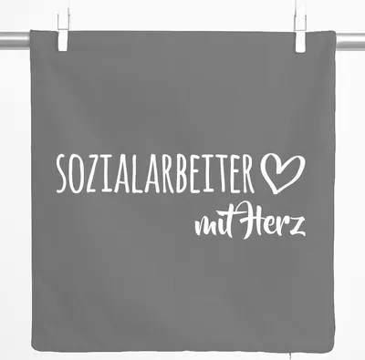 Produktbild von Huuraa Kissenbezug Sozialarbeiter mit Herz 40x40cm Steel Grey Baumwolle Dekokissenbezug Geschenkidee
