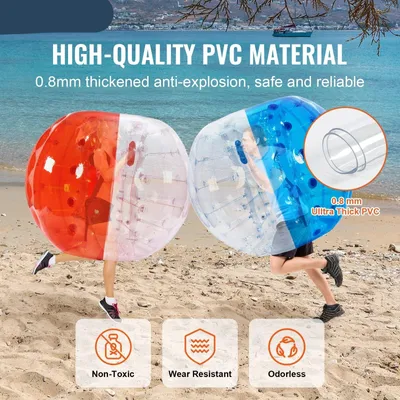 Image de Bumper balls - Ballons gonflables - Balles Zorb - Ballons à bulles - Gonflable - Épaisseur : 0,8 mm - Lot de 2