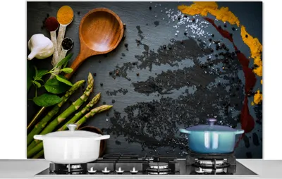 Produktbild von KitchenYeah®  Spritzschutz Küche - Küchenrückwand - Wandschutz für Herd und Spüle - Gewürze - Schöpfkelle - Küche 120x80 - Alu-Dibond (Alternative zum Spritzschutz aus Glas) - Hitzebeständig - Herdspr