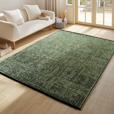 Produktbild von Ayyildiz Chenille-Kelims Grün 80x250 cm Waschbarer grüner -Teppich aus Baumwolle im Bohème-Stil, Vintage-, kurzer Flor, weich, rutschfest, marmoriert