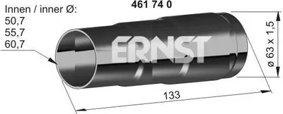 Produktbild von ERNST Auspuffrohr Universal 461740 1,5mm 63mm