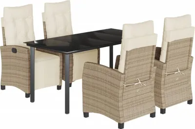 Produktbild von vidaXL 5-tlg. Garten-Essgruppe mit Kissen Beige Poly Rattan