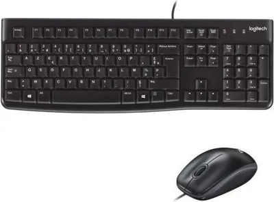 Produktbild von Tastatur und Maus Set, Logitech MK120, Kabelgebunden, AZERTY, Schwarz