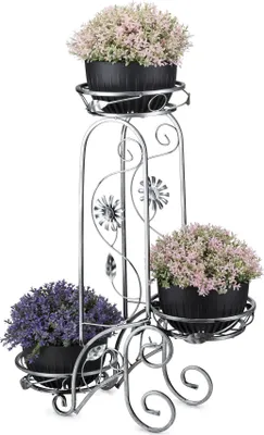 Produktbild von Dastal Blumenständer für drei Blumentöpfe Metall silber 65x88 cm Deko