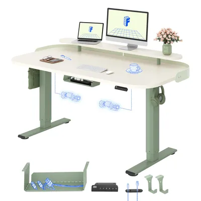 Immagine prodotto di FLEXISPOT E1 Pro Scrivania elettrica regolabile in altezza 140x80 cm, piano da 25 mm in un unico pezzo, doppio motore, portata 120 kg, 4 impostazioni memorizzabili, bianco mousse + verde menta