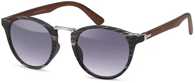 Produktbild von styleBREAKER Uni Sonnenbrille Panto Holzoptik | Runde Retro Brille mit Metallsteg & UV400 | Modisches Wood Look Design (Kunststoff) inkl. Etui & Tuch