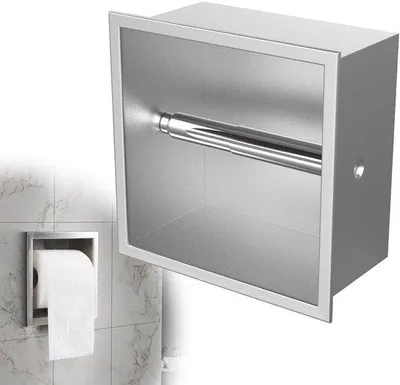 Produktbild von Einbaurollenhalter Edelstahl 17 x 17 x 8,6 cm - Platzsparend - Toilettenpapierhalter - Badezimmeraccessoires