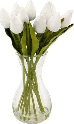Produktbild von Tulpenarrangement mit vase "hector" weiß h28,5cm - Atmosphera créateur d'intérieur