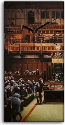 Produktbild von Wanduhr Bürouhr Leinwand Bild Geräuschlos 30x60 Dezentralisiertes Parlament - schwarze Hände