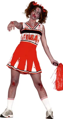 Produktbild von Damen Zombie Cheerleader Kleid Kostüm, Größe: 38 - 40 (M) Farbe: Rot