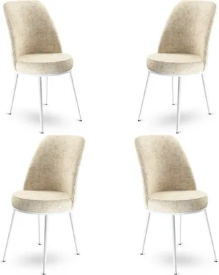 Image de Skye Decor, Dexa - Crème, Blanc, Ensemble de chaises (4 pièces), 100 % MÉTAL, Crème, 45 x 42 x 89 cm