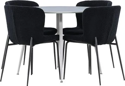Image de Plaza ensemble pour salle à manger table Ø100cm et 4 chaises teddy gris.