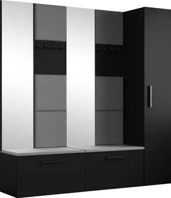 Produktbild von Masseno Garderobe-Set MODULO 201,2/204/40 cm Modern Garderobenschrank Schwarz