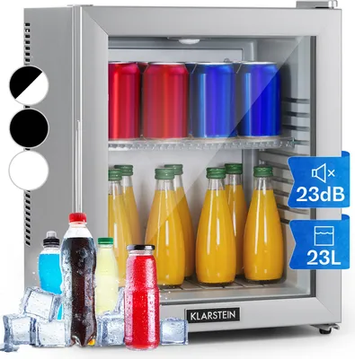Produktbild von Klarstein Kühlschrank, Mini Kühlschrank mit Glastüre, Mini-Kühlschrank für Getränke, Snacks & Kosmetik, Kühlschrank Klein & Leise, Verstellbare Ablagen, Kleiner Skincare Kühlschrank 12-18°C, 23L