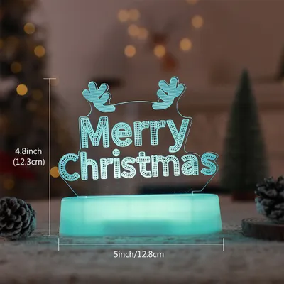 Obrázek produktu pro 3D vánoční noční světlo LED iluze lampa se 7 barvami noční světla na baterie s dálkovým ovládáním noční lampa strana vánoční dekorace
