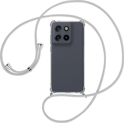 Produktbild von Handykette Backcover-Schutzhülle mit Band (Metall silberfarben) für Motorola Moto G Stylus 5G (2025) - silbergrau