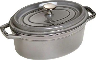 A Staub cast iron pot with lid.