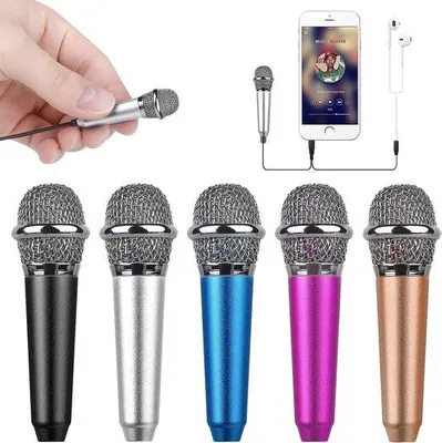 Zdjęcie produktu dla Przenośny mikrofon z klapką, srebrny, do iPhone'a, urządzeń z systemem Android, komputerów PC i iPadów, do śpiewania, vlogowania i podcastów