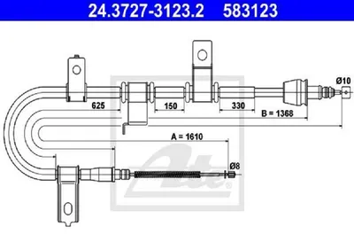 Produktbild von ATE Handbremsseil Seilzug Feststellbremse für HYUNDAI GETZ (TB) Hinten Rechts 24.3727-3123.2