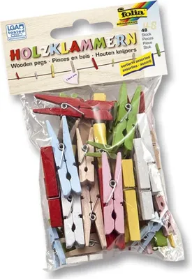 Produktbild von folia Holzklammern Größe und Farben sortiert 48 Stück
