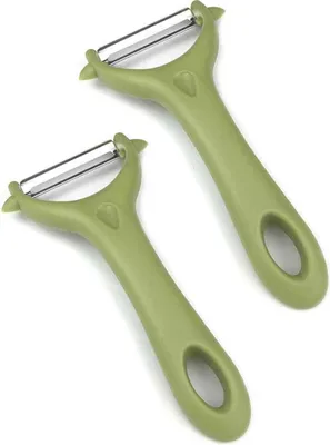 Produktbild von 2 Stück Sparschäler Edelstahl, Y-Schäler und Geradschäler Grün für Gemüse und Obst, Ergonomischer Griff