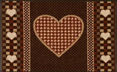 Produktbild von Waschbare Fußmatte - Houndstooth Heart - Herz 50x75 cm Wash+Dry Fußabstreifer
