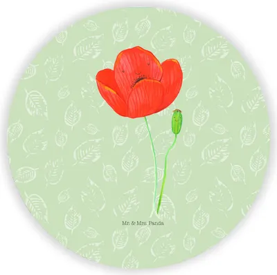 Produktbild von Mr. & Mrs. Panda Kühlschrankmagnet Blume Mohnblume - Blattgrün - Geschenk, Selbstliebe, pinnwand magnet, haftmagnet, für kühlschrank, Garten, Religion, Mohn, Respekt