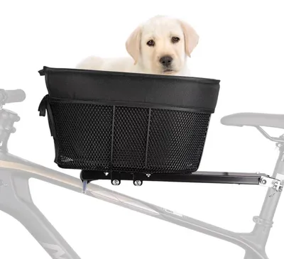 Zdjęcie produktu dla Koszyk rowerowy dla zwierząt domowych, 34 cm, kosz na zakupy, rower górski, szybki montaż, metalowa rama, wyściełany, do 7,5 kg