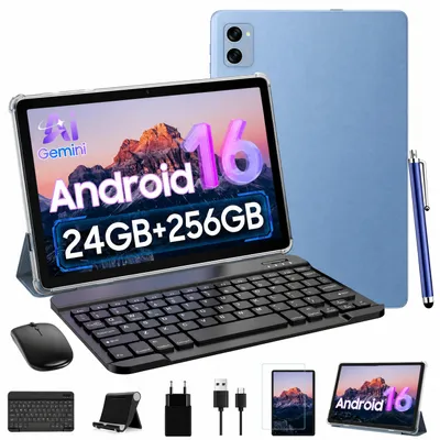 Immagine prodotto di Tablet TABWEE T20 Android 16 da 10,1 pollici, 24 GB (8+16) di RAM + 256 GB di ROM (2 TB TF) con accessori per tablet PC, Widevine L1, 5G, Wi-Fi, Gemini AI