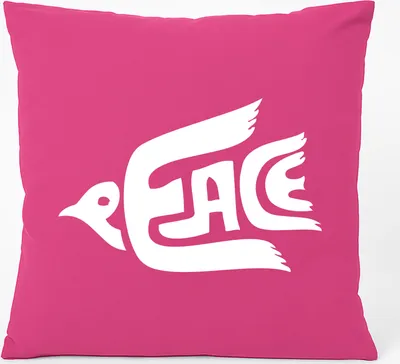 Produktbild von Huuraa Kissen Peace Friedenstaube 40x40cm mit Füllung Fuchsia Baumwolle Dekokissen Geschenkidee