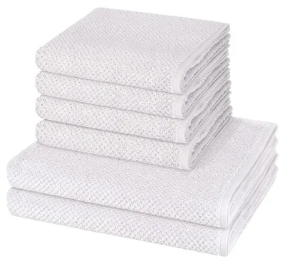 Produktbild von Cawö Pure 4 X Handtuch 2 X Duschtuch im Set Natürliches Material mit feiner Struktur, Saugfähig und hautfreundlich, Trocknergeeignet und pflegeleicht