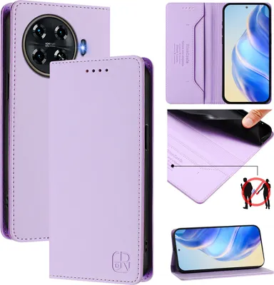 Produktbild von Lederhülle für Tecno Spark 20 Pro+ 4G Hülle Flip Brieftasche Kartenfächern Ständer Schutzhülle Violett