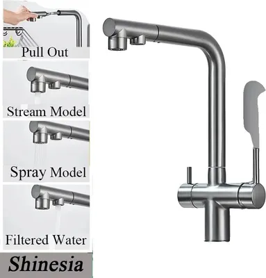Immagine prodotto di Rubinetto da cucina Cleaner, ugello estraibile, doppio comando, grigio A