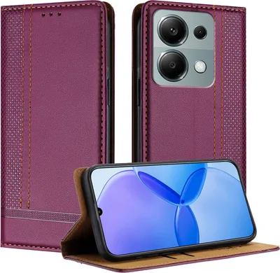 Obrázek produktu pro Pouzdro pro Xiaomi Redmi Note 13 Pro 4G kožené flipové pouzdro s funkcí stojánku Fialová