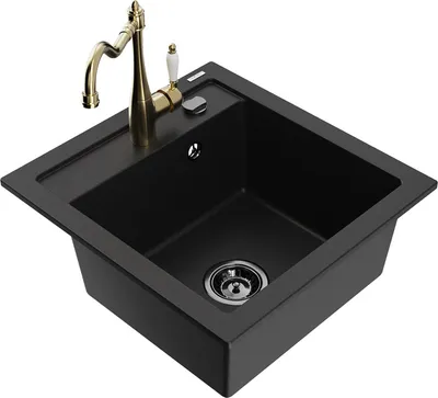 Produktbild von Mexen Vito 1-Becken-Granit-Spüle mit Mischbatterie Carla, Schwarz - 6503-77-670700-50-B
