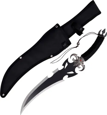 Produktbild von Deko Teufelsmesser mit Totenkopfanhänger, Nylon-Scheide, Stahlklinge