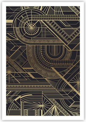 Produktbild von Poster - Poster ohne Rahmen - Ornament Gold Schwarz - 70x100 cm - Wand Bild - Wanddeko - Wandbilder - Kunstposter - Wandposter - Bilder - Kunstdruck - Wanddekoration - Wandbild - P2XPA70x100-4522