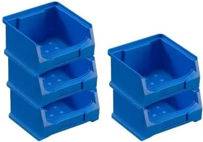 Produktbild von SparSet 5x Blaue Sichtlagerbox 1.0 | HxBxT 6x10x10cm | 0,4 Liter | Sichtlagerbehälter, Sichtlagerkasten, Sichtlagerkastensortiment, Sortierbehälter