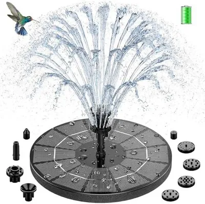 Produktbild von 3,5W Solarbrunnen für Draussen mit Solar Panel Eingebaute Batterie Wasserpumpe Solar Schwimmender Fontäne Pumpe mit 10 Fontänenstile für Garten, Vogel-Bad,Teich,Fisch-Behälter