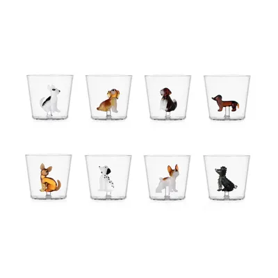 Produktbild von Ichendorf - Set mit 8 Wassergläsern - HUNDE - Design von Alessandra Baldereschi