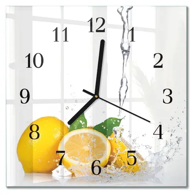 Produktbild von Tulup Glasuhr Wanduhr Küchenuhr Echt-Glas 30x30 cm Modern Dekorativ Geräuschlos Schwarzen Zeigern - Zitronen